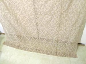 Waverly Sheer Curtain Panel Beige/Tan 49" X 84" Pretty Floral-like Pattern - Picture 1 of 4