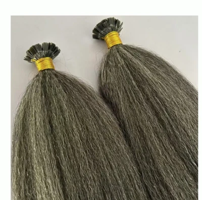 Punta Plana Pre Adherida Punta U U U Uña Fusión Keratina Rizado Yaki Remy Cabello Humano 100g Foto 1 de 4