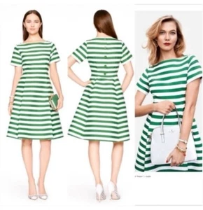 Kate Spade Green Striped Dress Silk Cotton - Picture 1 of 4