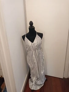ASOS black and white striped cotton maxi sundress size 12 - Picture 1 of 11