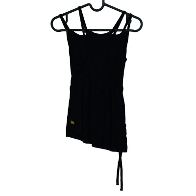 2 TWO Black Asymmetric Sleeveless Round Neck Jersey Tank Top Size XS - Image 1 of 4