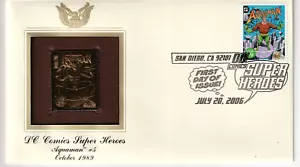 AQUAMAN DC COMICS Super Heroes 22KT GOLD Replica Stamp FIRST DAY OF ISSUE 2006 - Picture 1 of 4