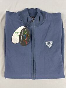 Greg Norman Lined Golf Sweater Vest Chest Logo FZ Medium Navy Blue NWT MSRP $90