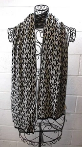 MICHAEL KORS Black White Signature Monogramed MK Classic Knit Scarf - Picture 1 of 4
