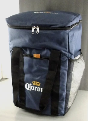 BOLSO DE PLAYA REFRIGERADOR DE BEBIDAS ENROLLABLE AISLADO LATERAL SUAVE CORONA BEER AZUL MARINO NUEVO Foto 1 de 4