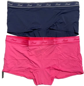 Victoria Secret PINK Micro Boyshorts Womens Large Midnight Navy and Pink 2 Pack - Picture 1 of 2