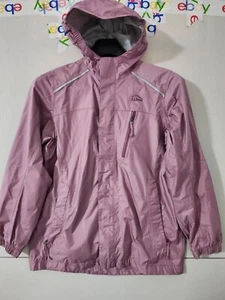 LL Bean Girls L Mauve Trail TEK Shell Zip Hoodie Outdoor Ripstop Reflective Rain - Picture 1 of 20