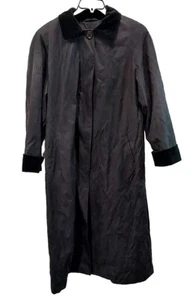 Liz Claiborne Black Outerwear Trench Dress Coat Button Business Classic Career - Picture 1 of 10