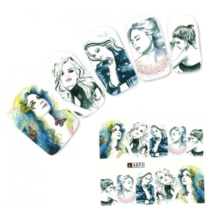 Pegatina de uñas pegatina modelo glamour adolescente nail art uñas pie Water Decal - Imagen 1 de 1