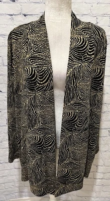 Cárdigan abierto Drapers & Damons para mujer estampado animal negro y dorado mangas largas 1X Foto 1 de 4