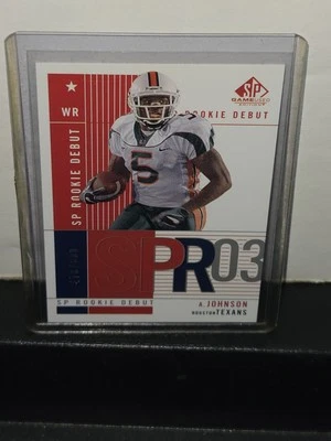 2003 SP Game Used Edition Rookie ANDRE JOHNSON Rc Card #134 Limited 418/600 - Image 1 of 3