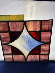 C.1900 Stained Glass Panel ~ Salvaged Church Window 12 5/8" x 12 1/2" - Picture 1 of 16
