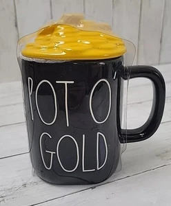 Rae Dunn Pot O' Gold Black/Gold Coffee Mug With Lid - Picture 1 of 5