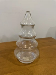 Vintage Weihnachtsbaum Klarglas Bonbonglas Kunststoffboden 7,5" - Bild 1 von 3