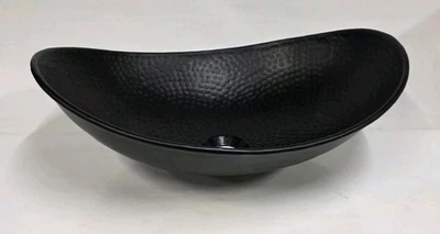 Fregadero de Baño, Martillado a Mano 19" Montaje Superficial, Tazón de Recipiente Puerto Negro Mate Foto 1 de 4
