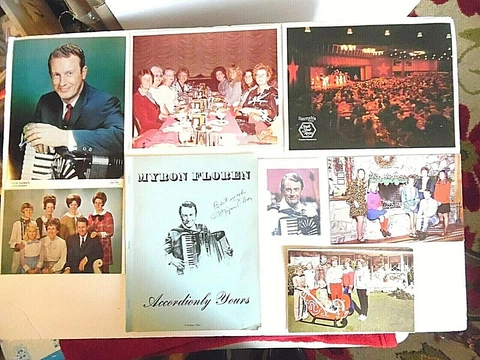 Lot Of 8 Myron Floren Items (The Lawrence Welk Show) Picts, Cards, Most Signed Cover