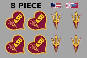 8 pezzi Arizona State ASU senza acqua peel & stick tatuaggi spirito temporanei cuore/forchetta - Foto 1 di 2