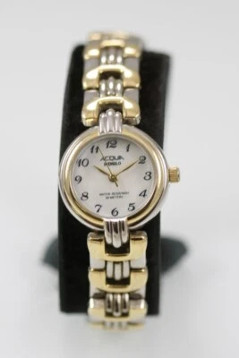 Acqua Indiglo Donna Orologio Argento Oro Acciaio Inox Wr Luce Batt Bianco Quarzo - Immagine 1 di 4