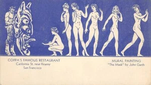 San Francisco COPPA'S Diablo Desnudo Restaurante Mural Años 1910 Raro Raro Antiguo - Imagen 1 de 2