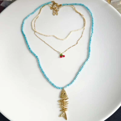 Collar Apilable Zara Boho Sea-Life Elegante Mujer Viaje Vacaciones Joyería 3 un. Foto 1 de 4