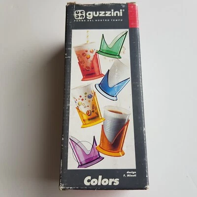 Guzzini Colors Tipi design portabicchieri plastica sei (6) decoro vintage NOS Italia - Immagine 1 di 4