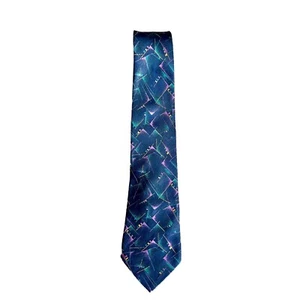 Mercedes High Fashion Mens Vintage Neck Tie Blue Purple Green Abstract Print - Picture 1 of 6