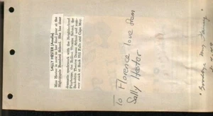 Página de álbum autografiada de Sally Hester actriz 1949 popular actriz infantil de 1940 - Imagen 1 de 1