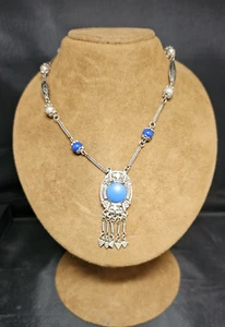 SILVER 800 TURQUOISE NECKLACE VINTAGE JEWELLERY COLLECTABLES GIFT - Picture 1 of 14