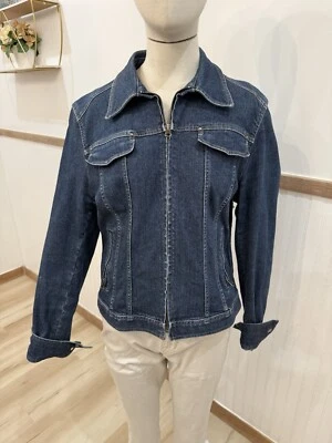 Chaqueta vaquera de mezclilla Elie Tahari costura gruesa para mujer talla grande Foto 1 de 4