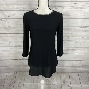 Blusa Top Joseph Ribkoff Mujer Talla 6 Negra Manga 3/4 Dobladillo Transparente - Imagen 1 de 8