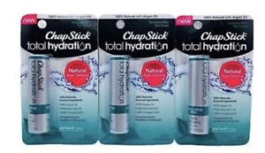 Chapstick Total Hydration Non-Tinted Lip Balm, “Eucalyptus Mint” (Pack of 3) New