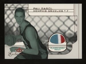 2001-02 Fleer Exclusive Pau Gasol 3-Color Patch Memphis Grizzlies