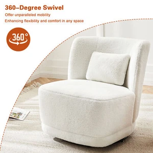Modern Accent Chair Swivel Upholstered Armchair for Living Room Bedroom Office - Picture 1 of 9