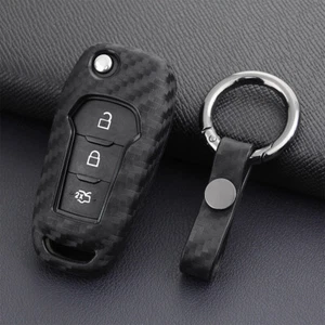 Carbon Fiber Car Key Case Holder Protector Cover Accessories For Ford 2015-2019 - Picture 1 of 10
