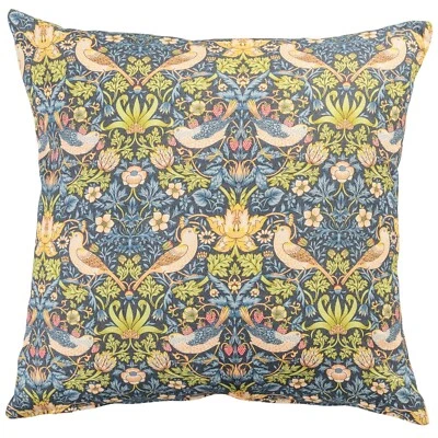 William Morris Strawberry Thief Printed Cushion in Classic Blue. 17" Sq' Cover - Image 1 of 4