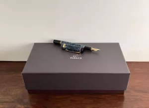 Parker Duofold International Blue Marble Fountain pen. 18K M nib. Boxed. Mint. - Picture 1 of 14