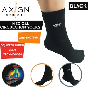 AXIGN Medical Circulation Socks Diabetic Socks - Black - Picture 1 of 6