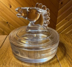 RARE FIND Vintage Vannes Crystal Horse Head 6” Round Candy Dish /France - Picture 1 of 10