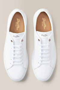 Good Man Brand Edge White Lo Top Sneaker Mono Nappa Leather Lace Men's Size 13 - Picture 1 of 13