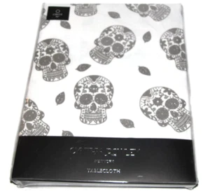 Cynthia Rowley Halloween Sugar Skull Tablecloth 70"R Dia De Los Muertos Day Dead - Picture 1 of 6