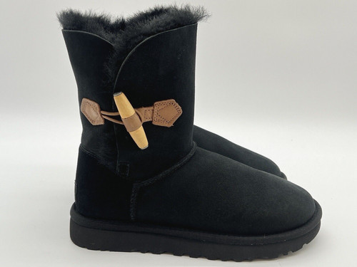 Stivali donna UGG KEELY ALLA CAVIGLIA PELLICCIA nuovi taglia 5 in camoscio nero *