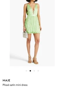 Maje Plisse Mini Dress. XS. Green. - Picture 1 of 9