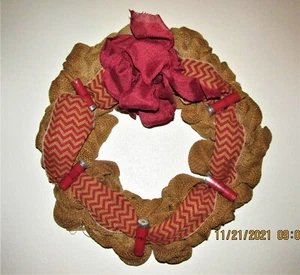 Burlap Wreath w/ Empty Shotgun Shells Rustic Man Cave Hunting Cabin Farmhouse - Picture 1 of 9