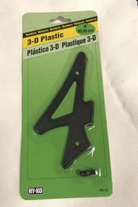 Hy-Ko 3D Plastic Black # 4 Nail-On House Address Number - Picture 1 of 2