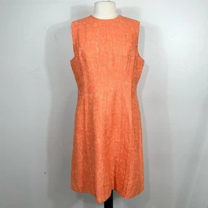 Lela Rose Orange Floral Jacquard Textured Sleeveless Cocktail Dress Size 12 - Picture 1 of 12