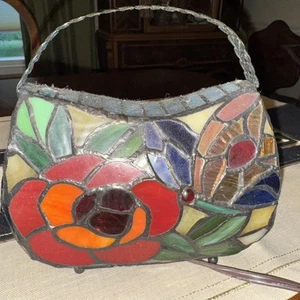 J.J. Peng Designer Hand Made Stained Glass Purse Lamp Vintage New With Tag - Picture 1 of 21