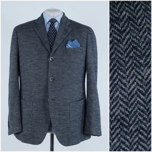 Mens Herringbone Italian Blazer 48R UK URBANJ Grey Summer Wool Sport Coat Jacket - Picture 1 of 15