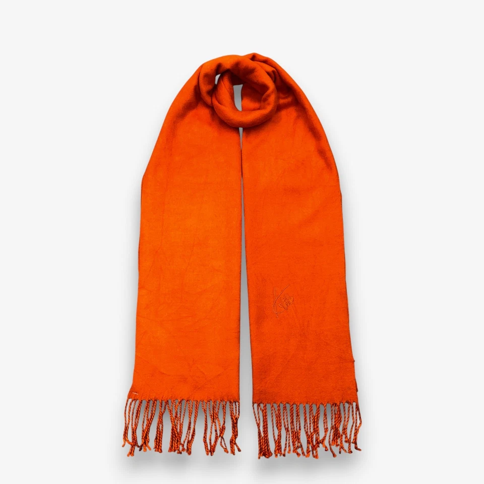 Kenzo Wool Scarf Vintage Classic Fringe Christmas Neckwear Winter Scarves 12x56 - Image 1 of 4