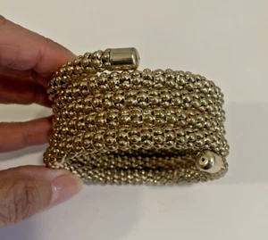 Gold serpentine coil wrap layered snake style bracelet - Picture 1 of 6