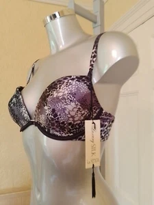 BNWT RRP £28 LA SENZA REAL SILK Padded Underwired Bra SIZE 32D Black Grey Ivory - Picture 1 of 6